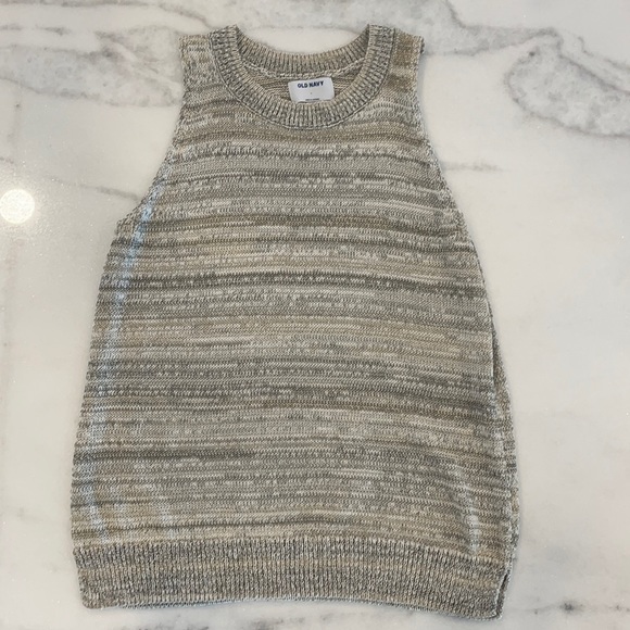 Old Navy neutral stripe high neck tank. Size L - Picture 1 of 4